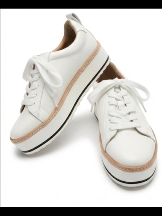 Chelsea & Violet Shoes - Chelsea & Violet Penny leather platform sneakers in white. 